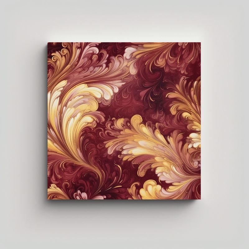 GENERICO - Pintura En Azulejo Marón Y Dorado Estilo 70x70 Cm