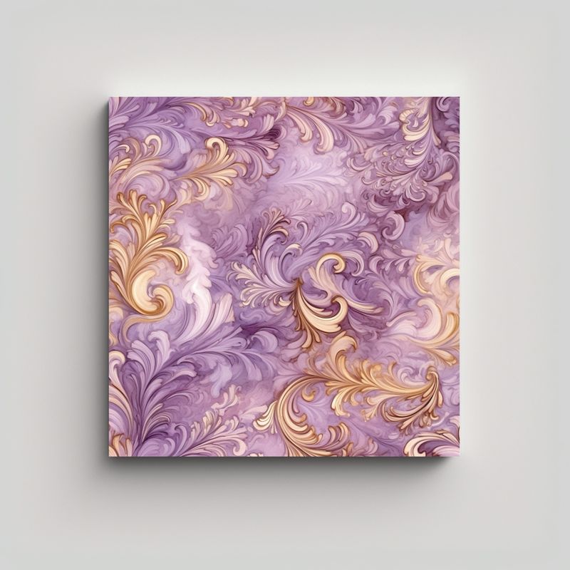 GENERICO - Cuadro Tonos Mauve Y Oro En Azulejo Estilo Rica 60x60 Cm