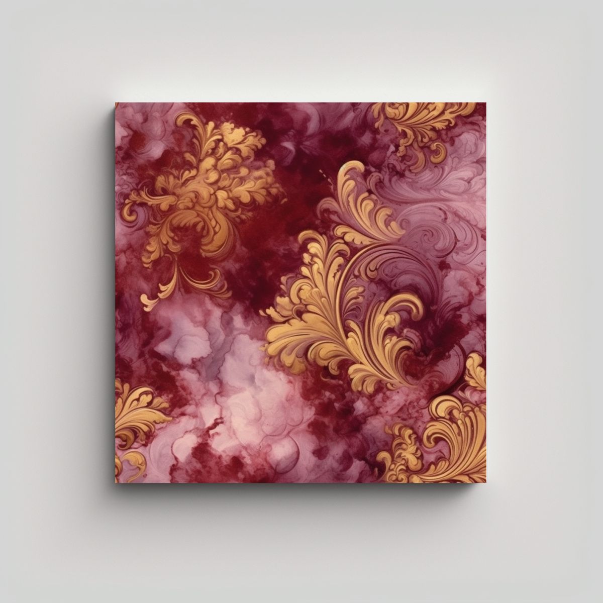 GENERICO - Pintura Estrellada Granate Y Dorada En Azulejo 50x50 Cm