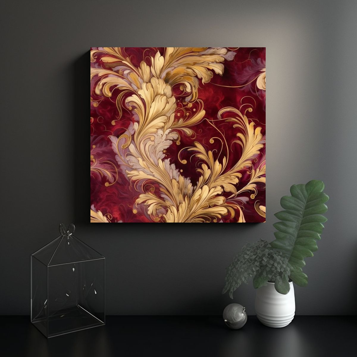 GENERICO - Cuadro Imagen Motivo Maroon And Gold En Estilo 90x90 Cm