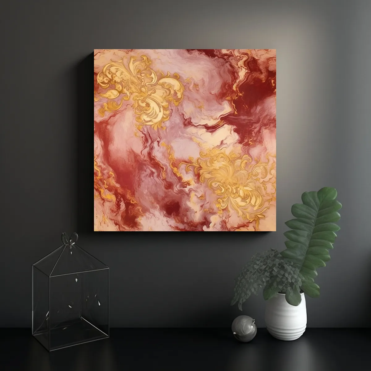 GENERICO - Pintura Marfil Y Oro En Azulejo Estilo Galería 70x70 Cm