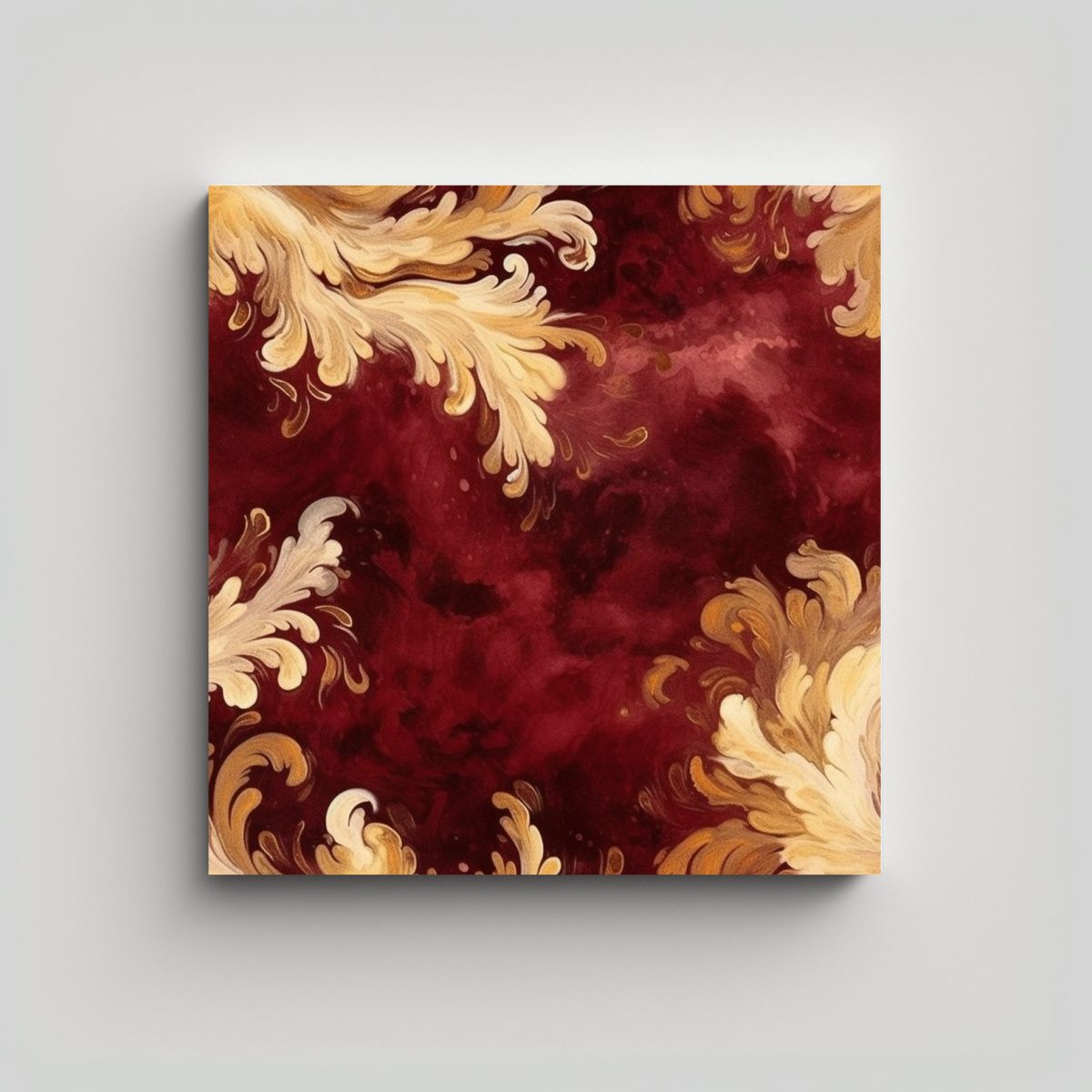 GENERICO - Pintura De Azulejos Granate Y Dorada Estilo 50x50 Cm