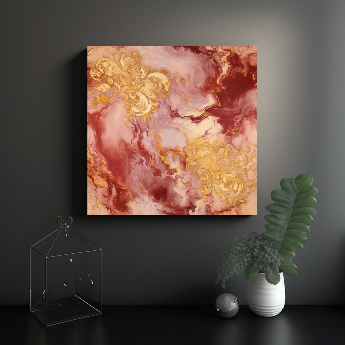 GENERICO - Pintura Marfil Y Oro En Azulejo Estilo Galería 60x60 Cm
