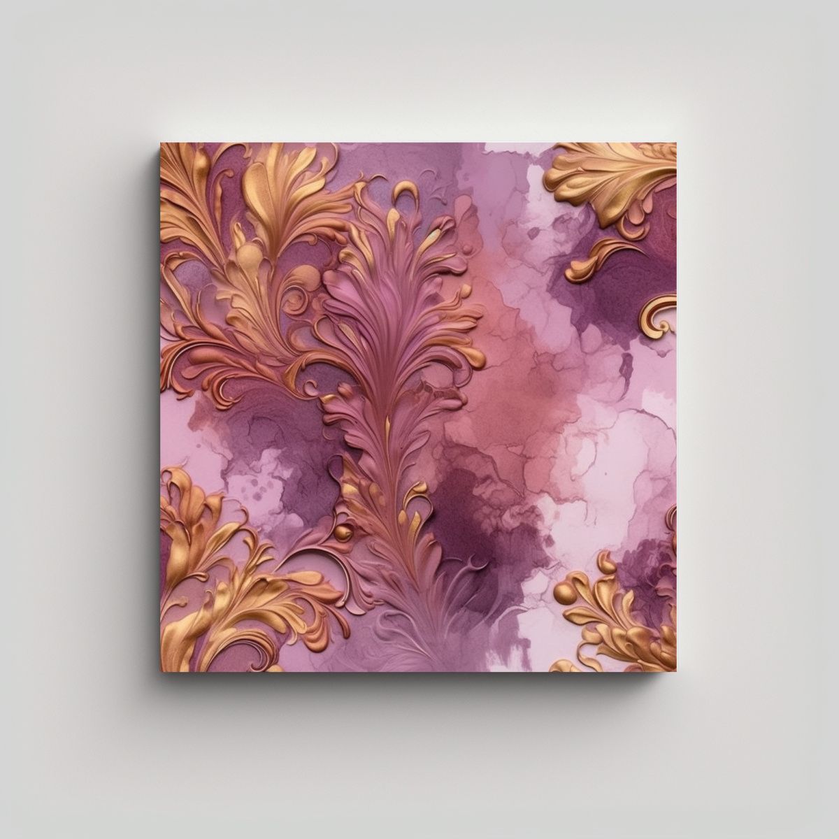 GENERICO - Cuadro Lienzo Tela Mauve Y Oro Protagonismo 50x50 Cm