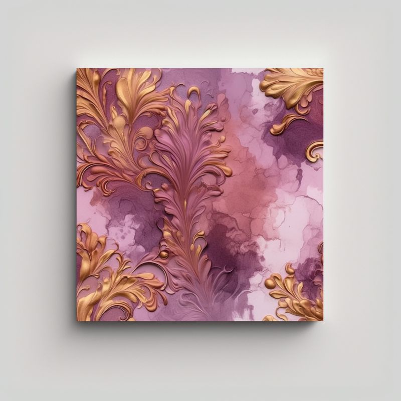 GENERICO - Cuadro Lienzo Tela Mauve Y Oro Protagonismo 50x50 Cm