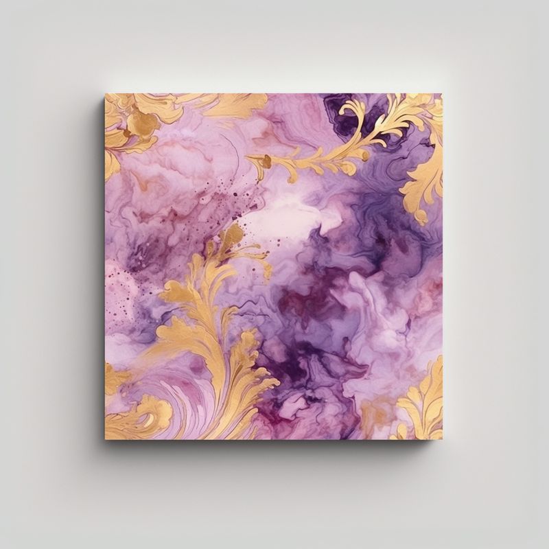 GENERICO - Cuadro Lienzo Tema Adorno Grande En Tonos Malva Y 80x80 Cm