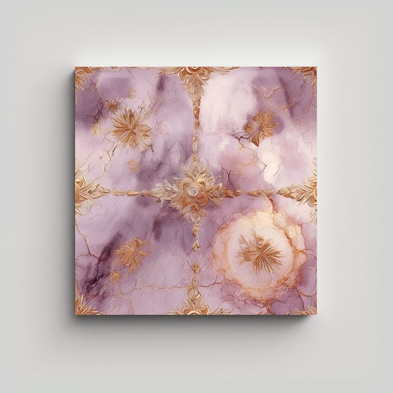 GENERICO - Cuadro Decorativo Estilo Pintura Mauve Y Oro En 70x70 Cm