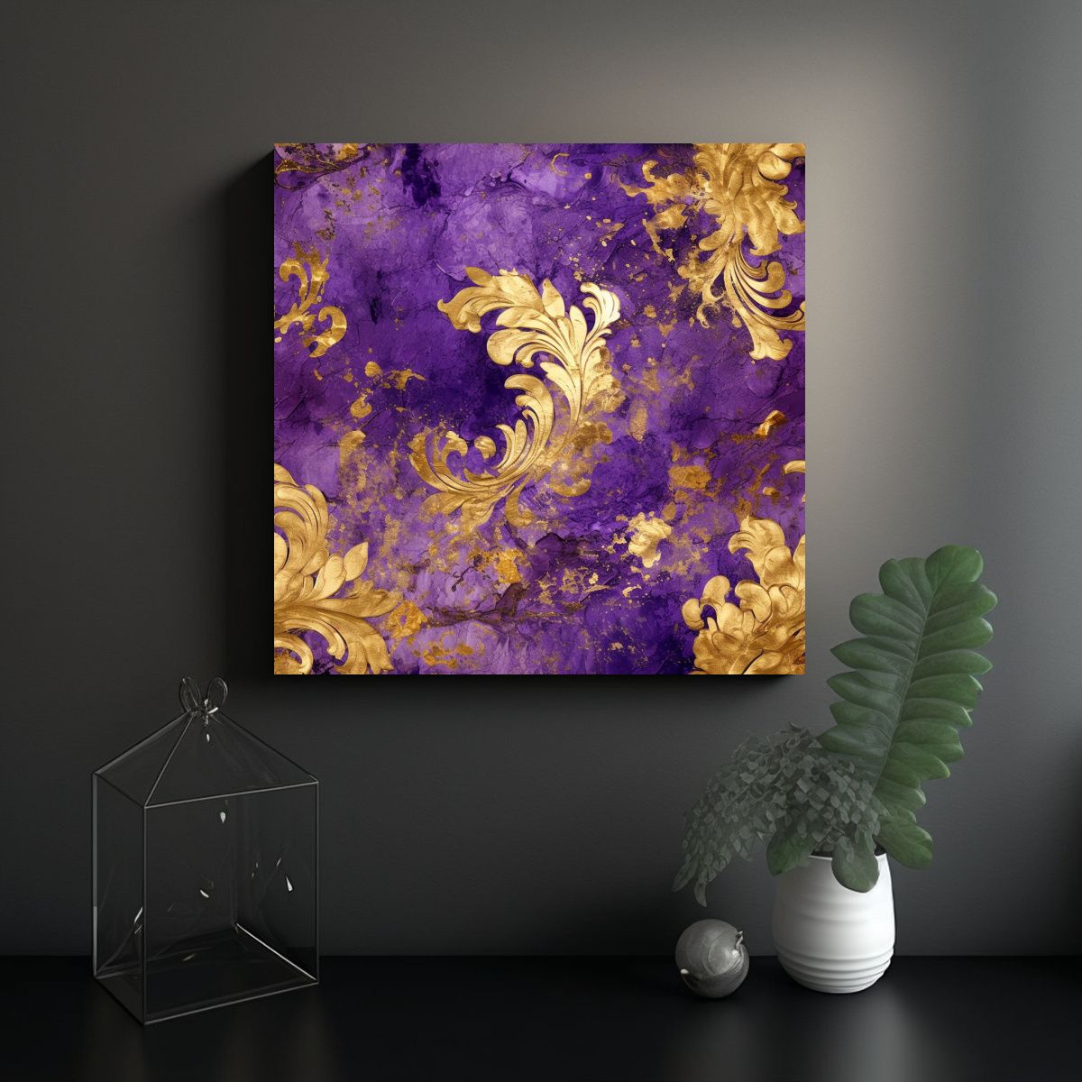 GENERICO - Cuadrado Belleza: Pintura Abstracta Morada Y 70x70 Cm