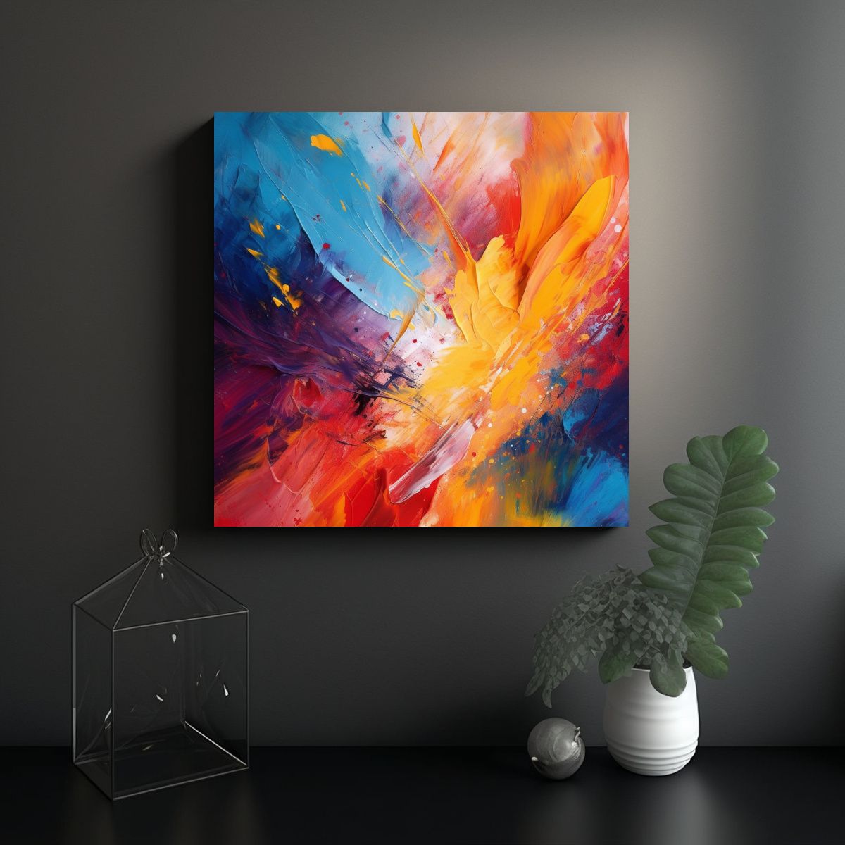 GENERICO - Fondo Abstracto Colorido Con Cuadroes Alegres 60x60 Cm