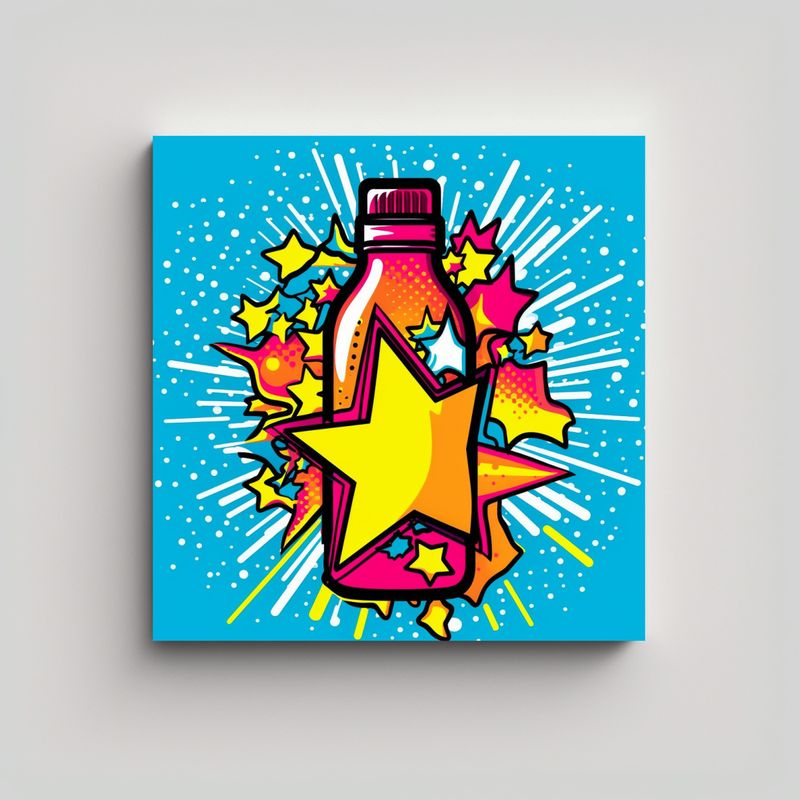 GENERICO - Pintura Botella Agua Estilo Pop Art: Composición 80x80 Cm