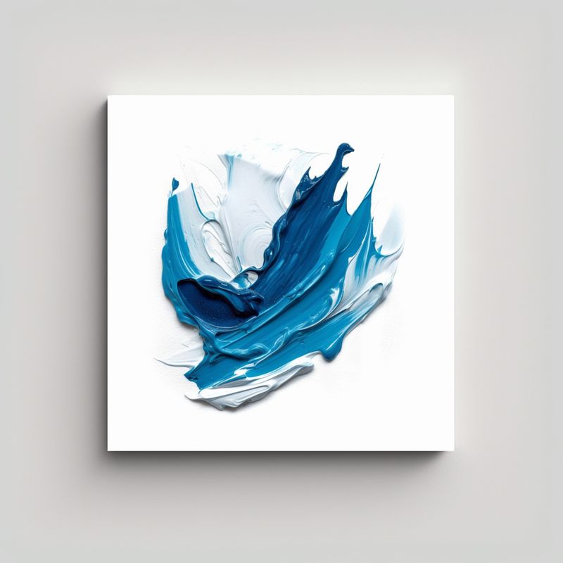 GENERICO - Pintura Abstracta Azul Acrílica En Fondo Blanco 80x80 Cm