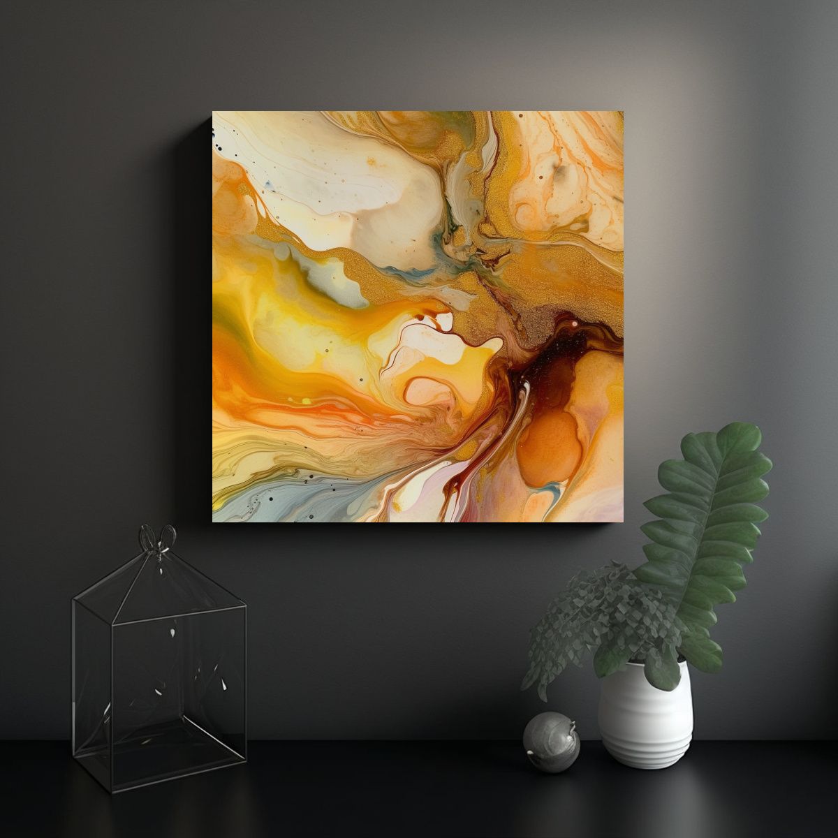 GENERICO - Pinturas De Decoración En Acuarela Dorada Arte 60x60 Cm
