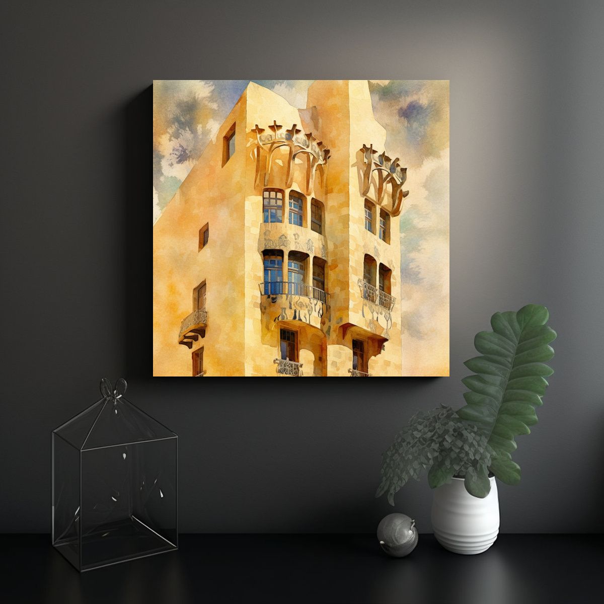 GENERICO - Tela En Bastidor Estilo Antonio Gaudí Arte Mural 50x50 Cm