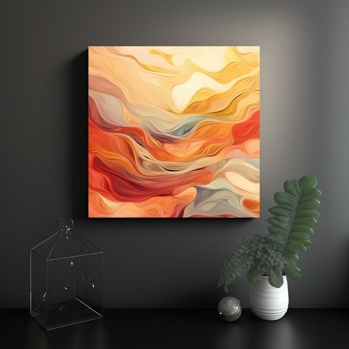 GENERICO - Pinturas Decorativas Abstractas Cálidas Con 70x70 Cm