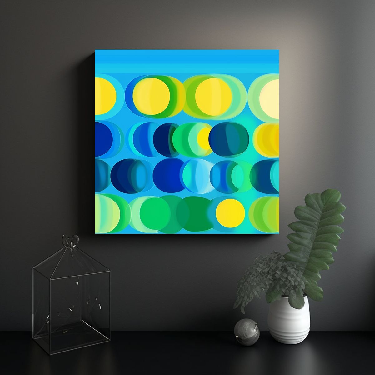 GENERICO - Tela En Bastidor Composición Esquema Fondo 70x70 Cm