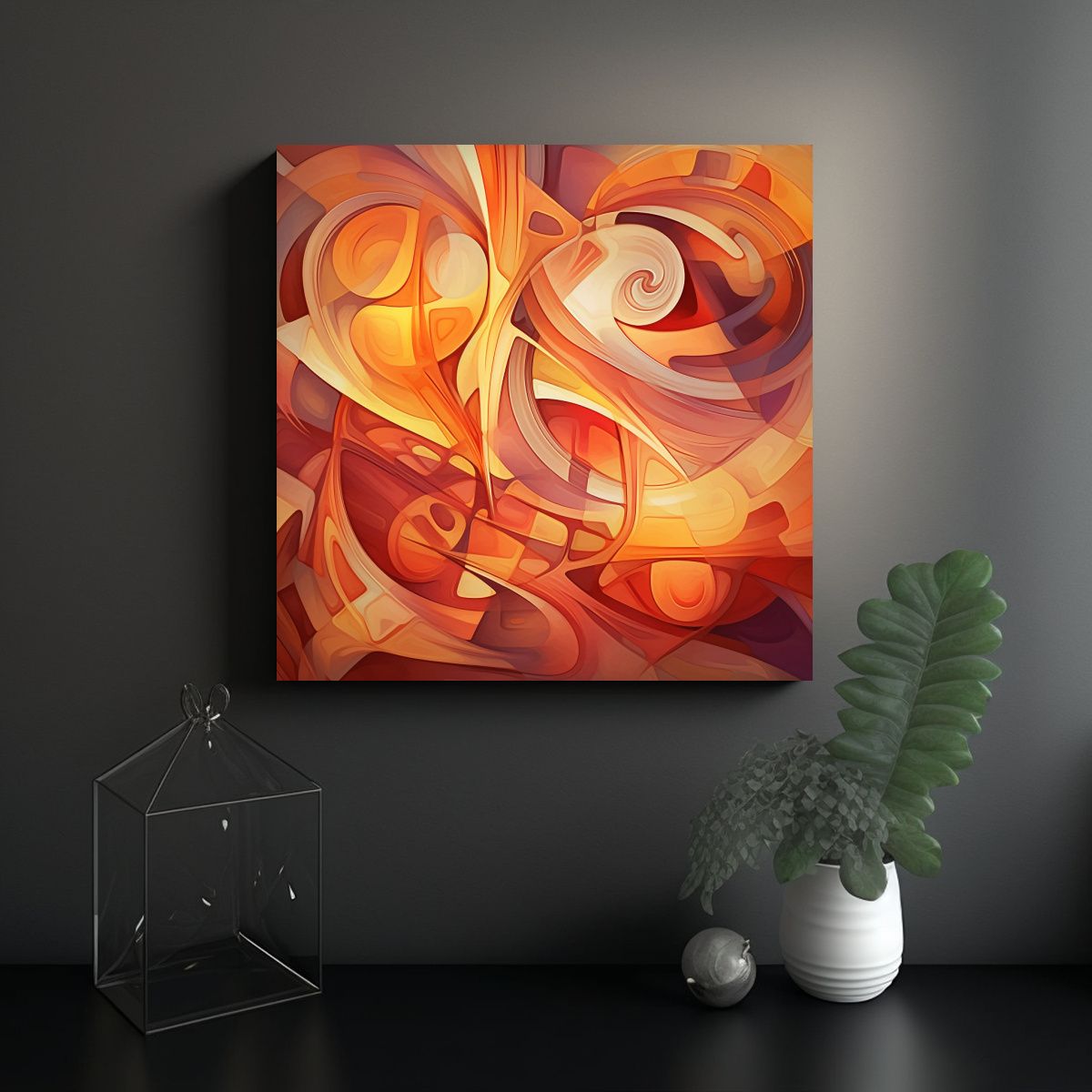 GENERICO - Pintura En Bastidor Abstracta Estética Con 60x60 Cm