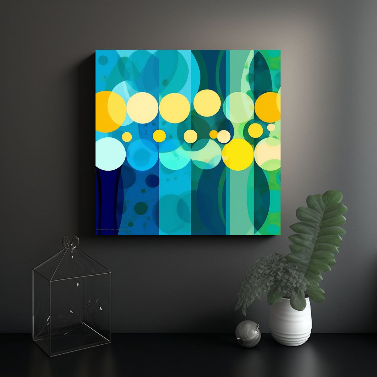 GENERICO - Cuadro Decorativo Surrealista Fondo Amarillo 80x80 Cm