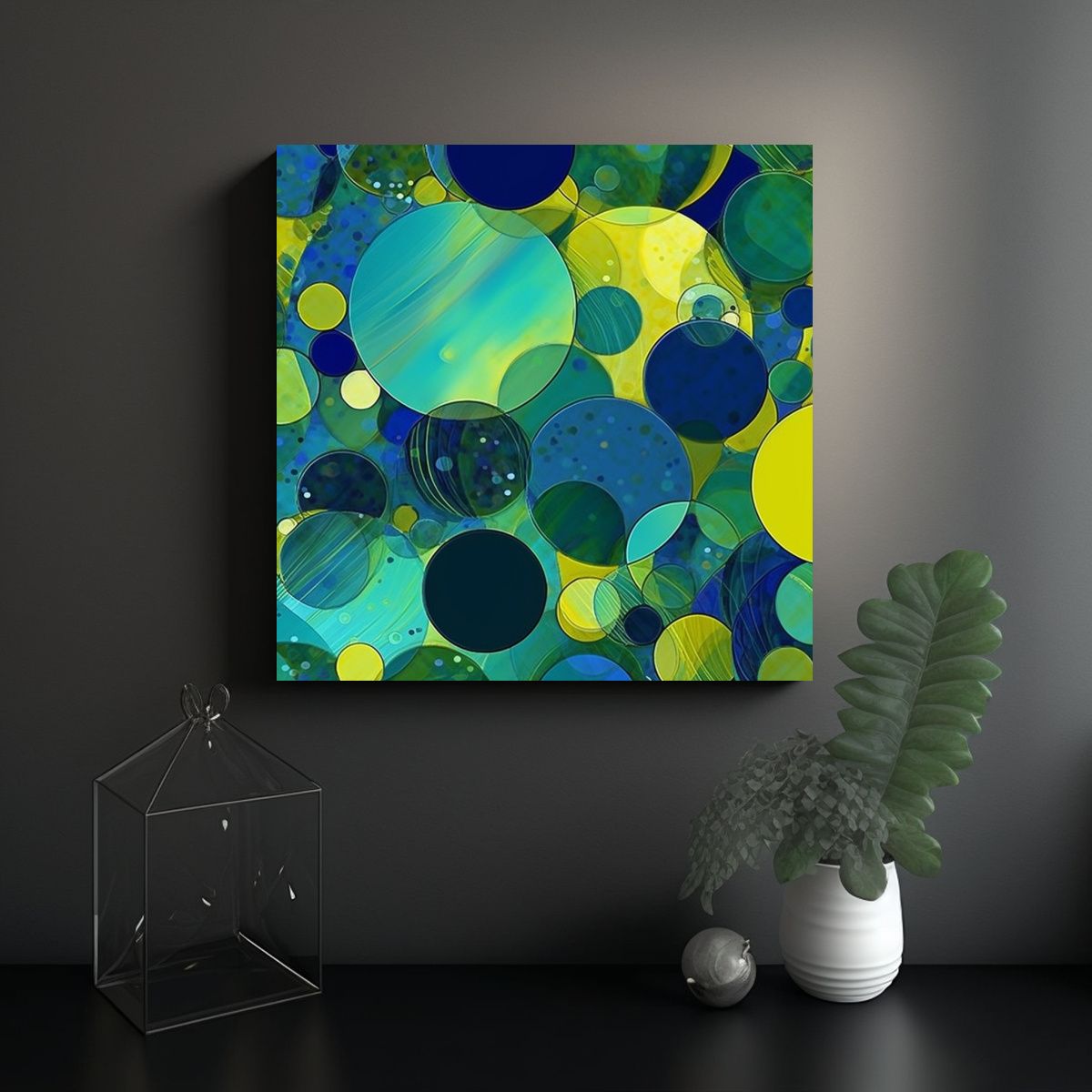 GENERICO - Cuadros Decorativos Con Patrones Suaves En Azul, 60x60 Cm
