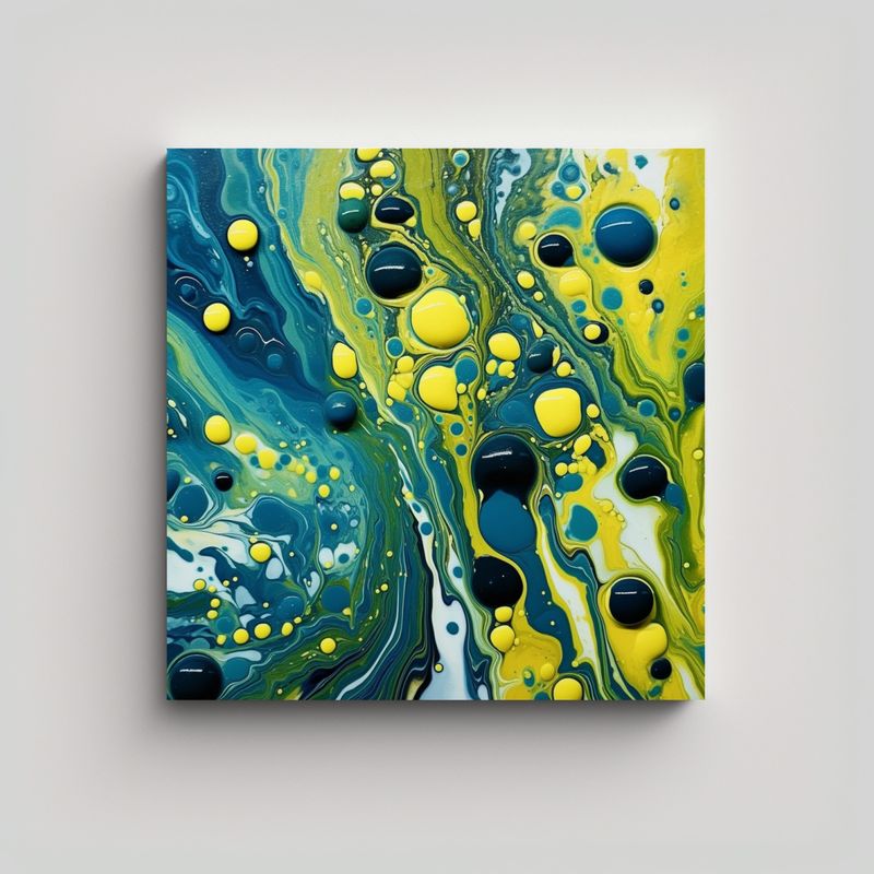 GENERICO - Pinturas Decorativas Con Patrones Suaves De Azul, 60x60 Cm
