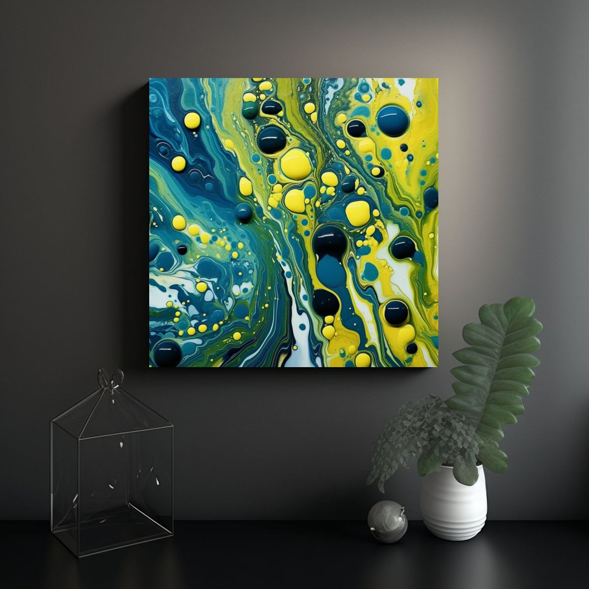 GENERICO - Pinturas Decorativas Con Patrones Suaves De Azul, 80x80 Cm