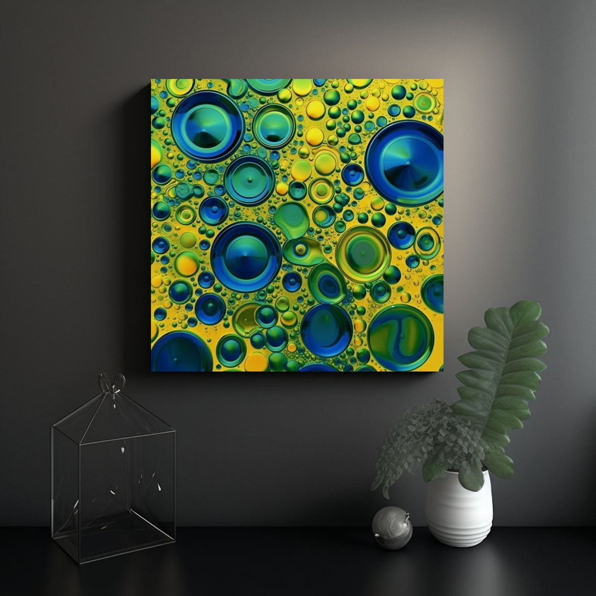 GENERICO - Cuadros Venta: Patrones Suaves Azul, Verde Y 50x50 Cm