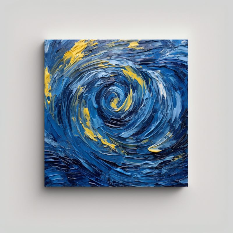 GENERICO - Cuadro Abstracto Moderno Estilo Van Gogh Sobre 80x80 Cm