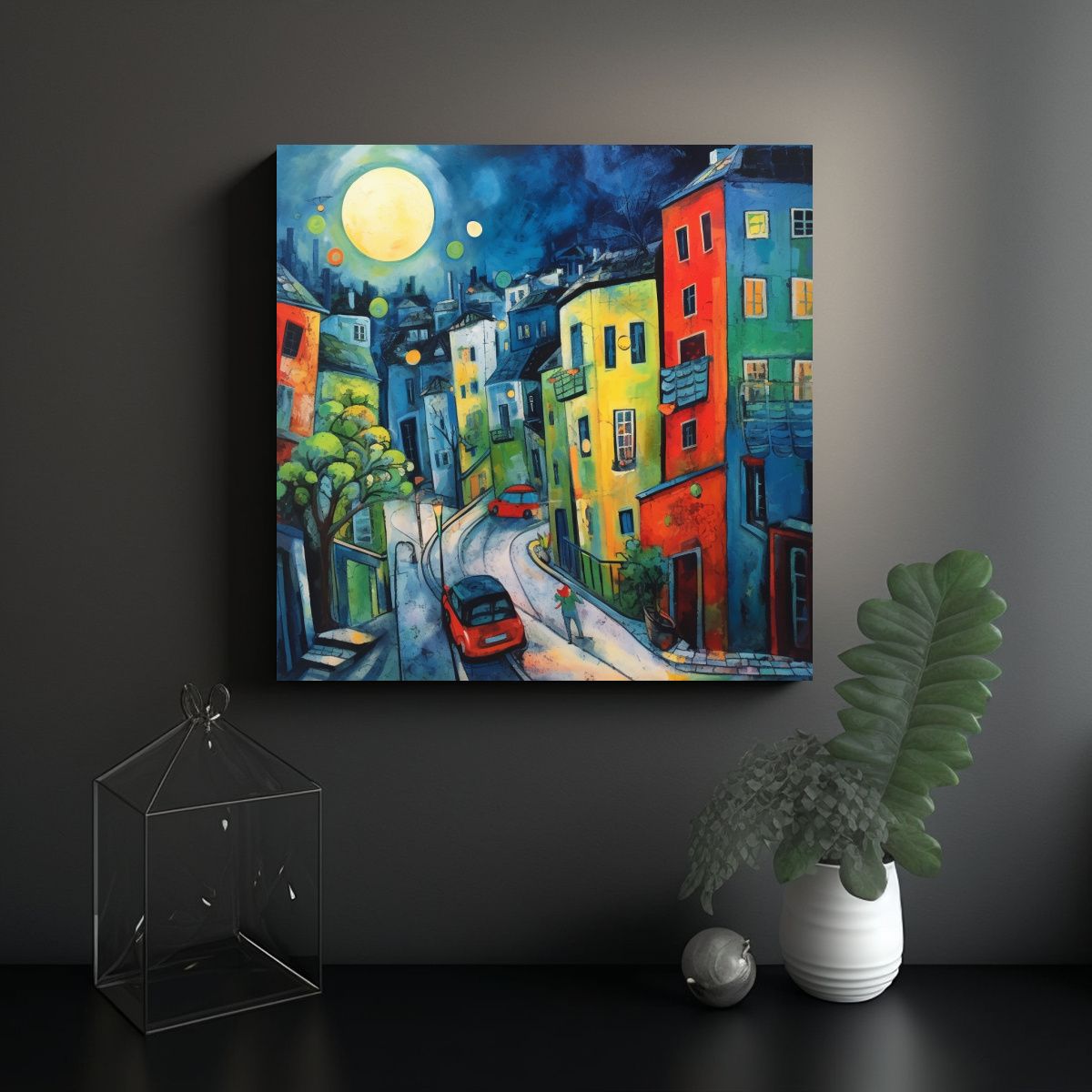 GENERICO - Pinturas Decorativas Urbanas Estilo Marc Chagall, 90x90 Cm