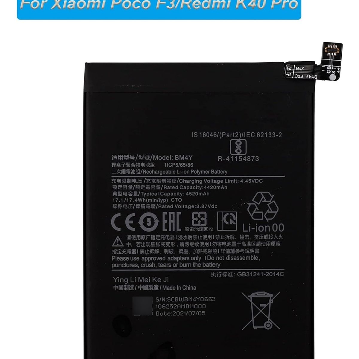 GENERICO - Batería bm4y Para Xiaomi Poco F3 Redmi K40 Pro K40 Pro+