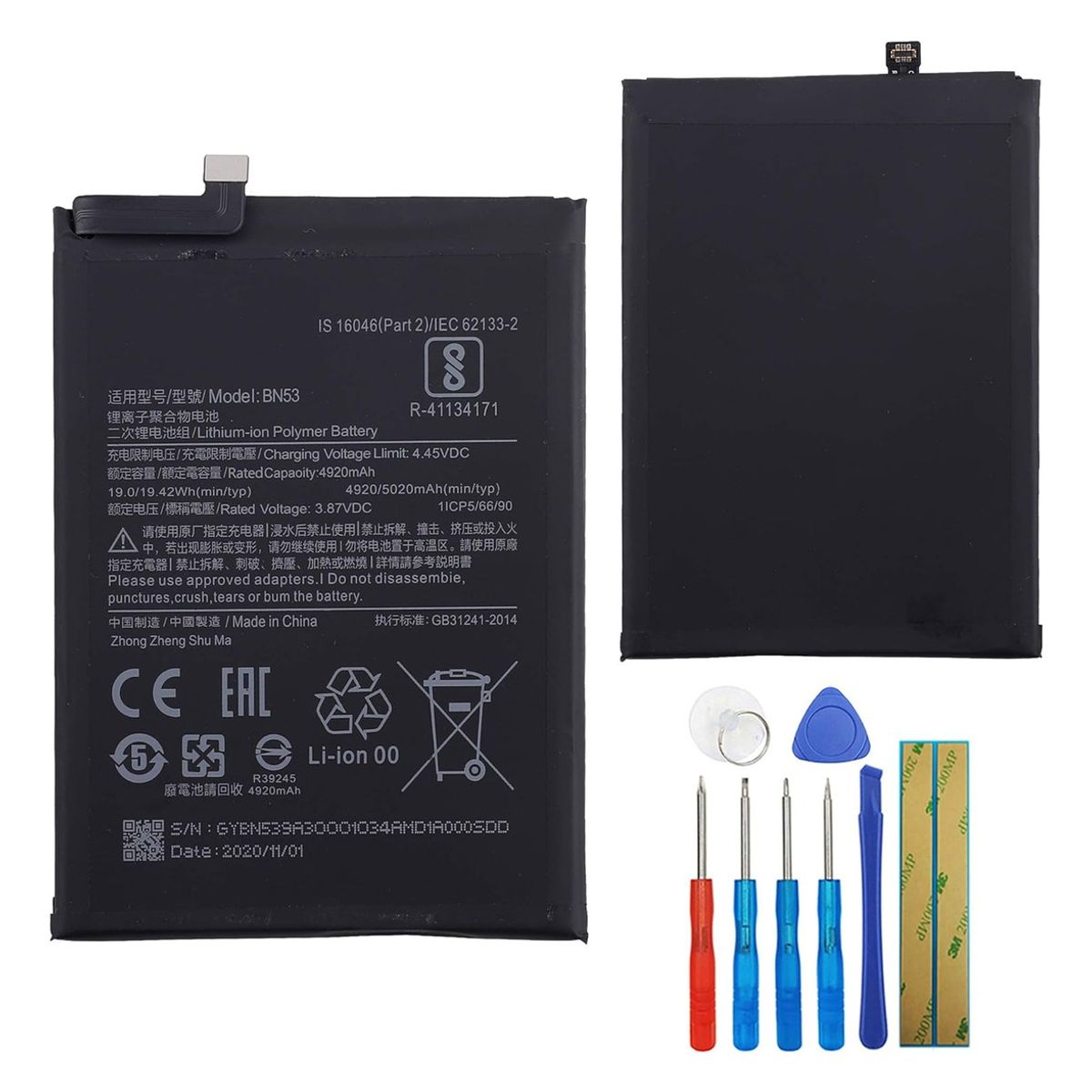 GENERICO - Batería Bn53 Para Xiaomi Redmi Note 9 Pro + Kit Herramientas
