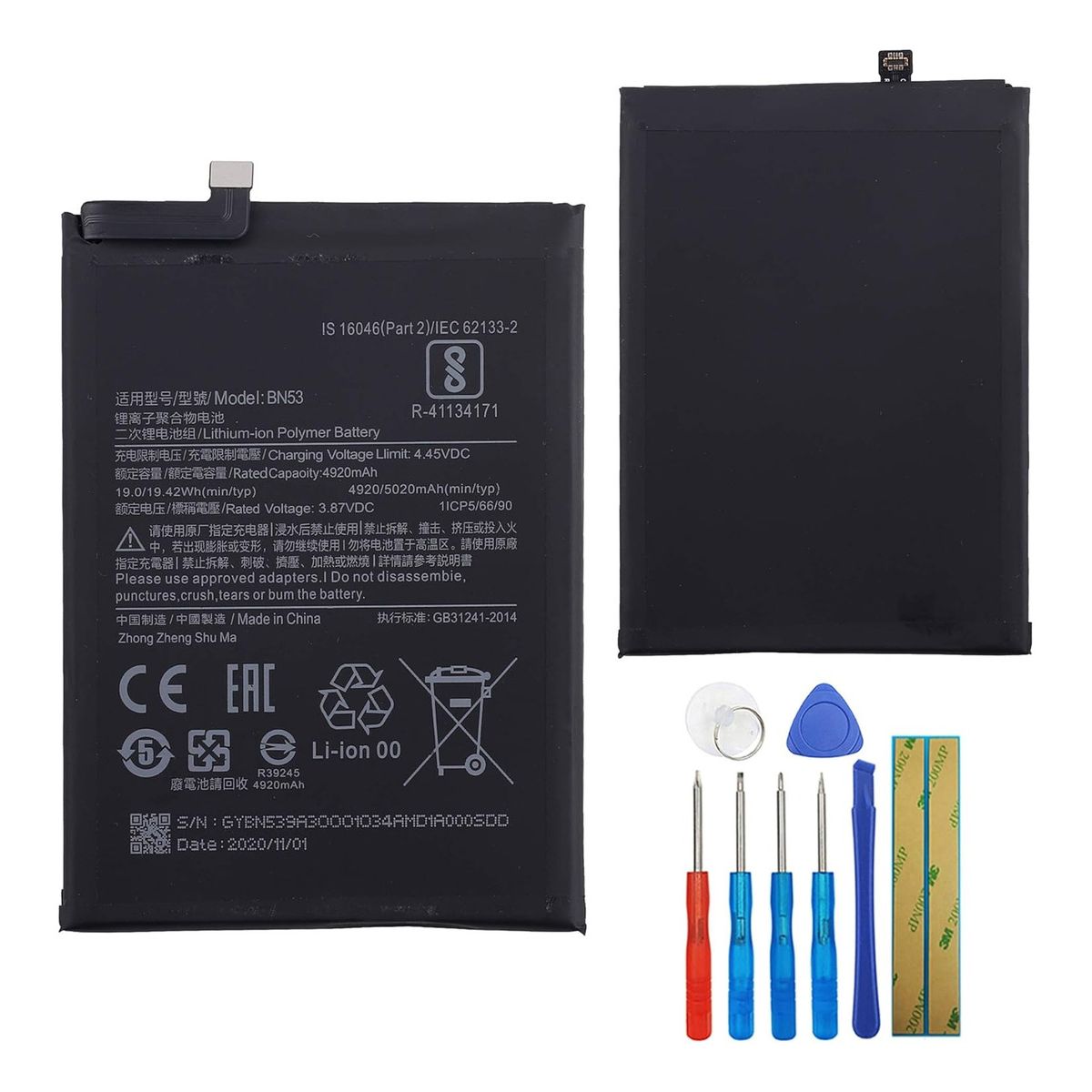 GENERICO - Batería Bn53 Para Xiaomi Redmi Note 9 Pro + Kit Herramientas