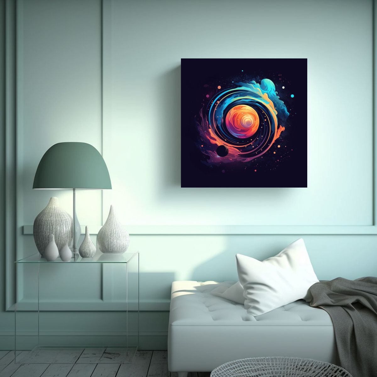 GENERICO - Lienzo De Tela Colores Pop Art Viaje Cósmico En 90x90 Cm