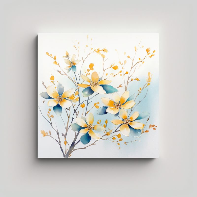 GENERICO - Cuadro Decorativo Ramas De Flores De Cornejo En 80x80 Cm