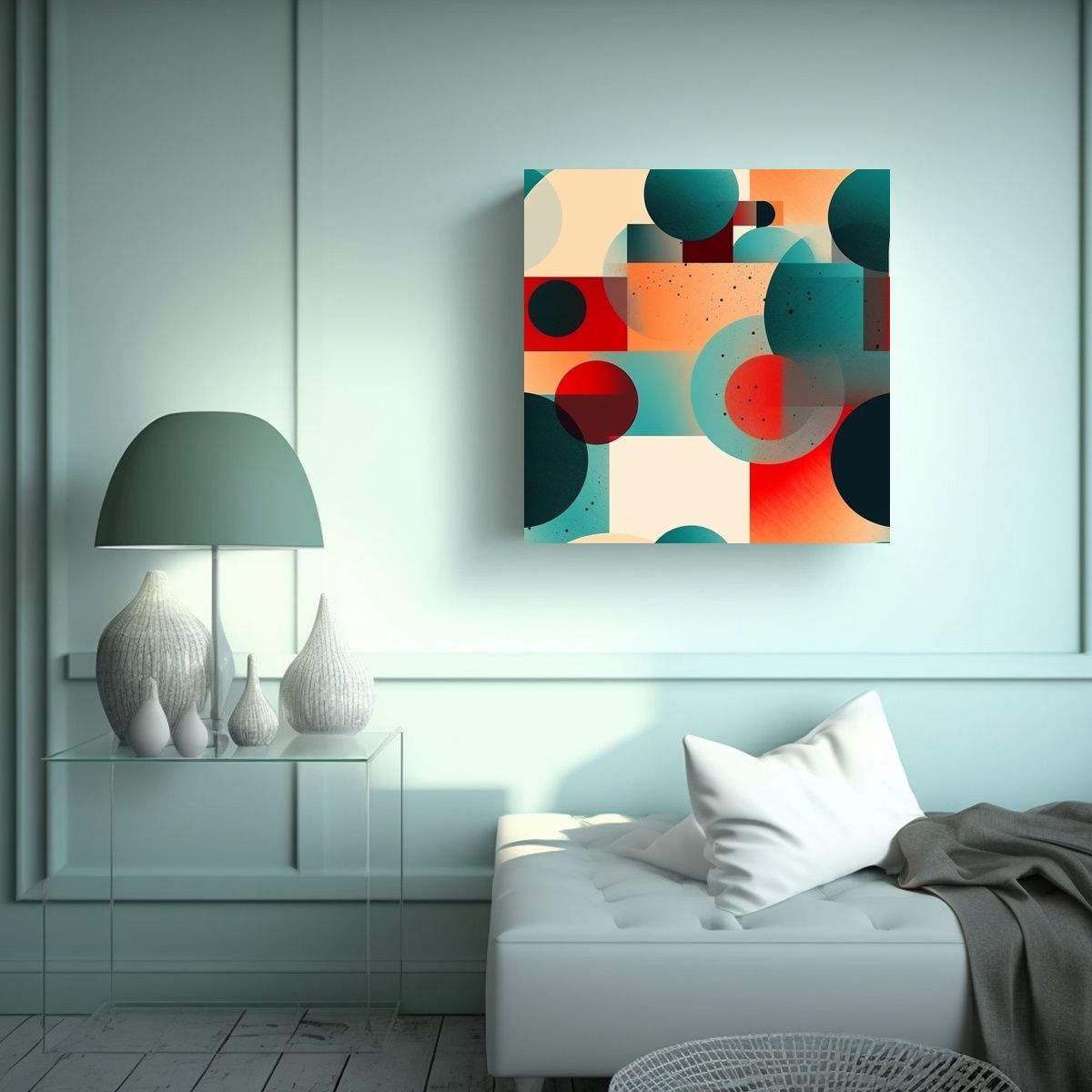 GENERICO - Pintura Decorativa Abstracta En Círculos Estilo 80x80 Cm