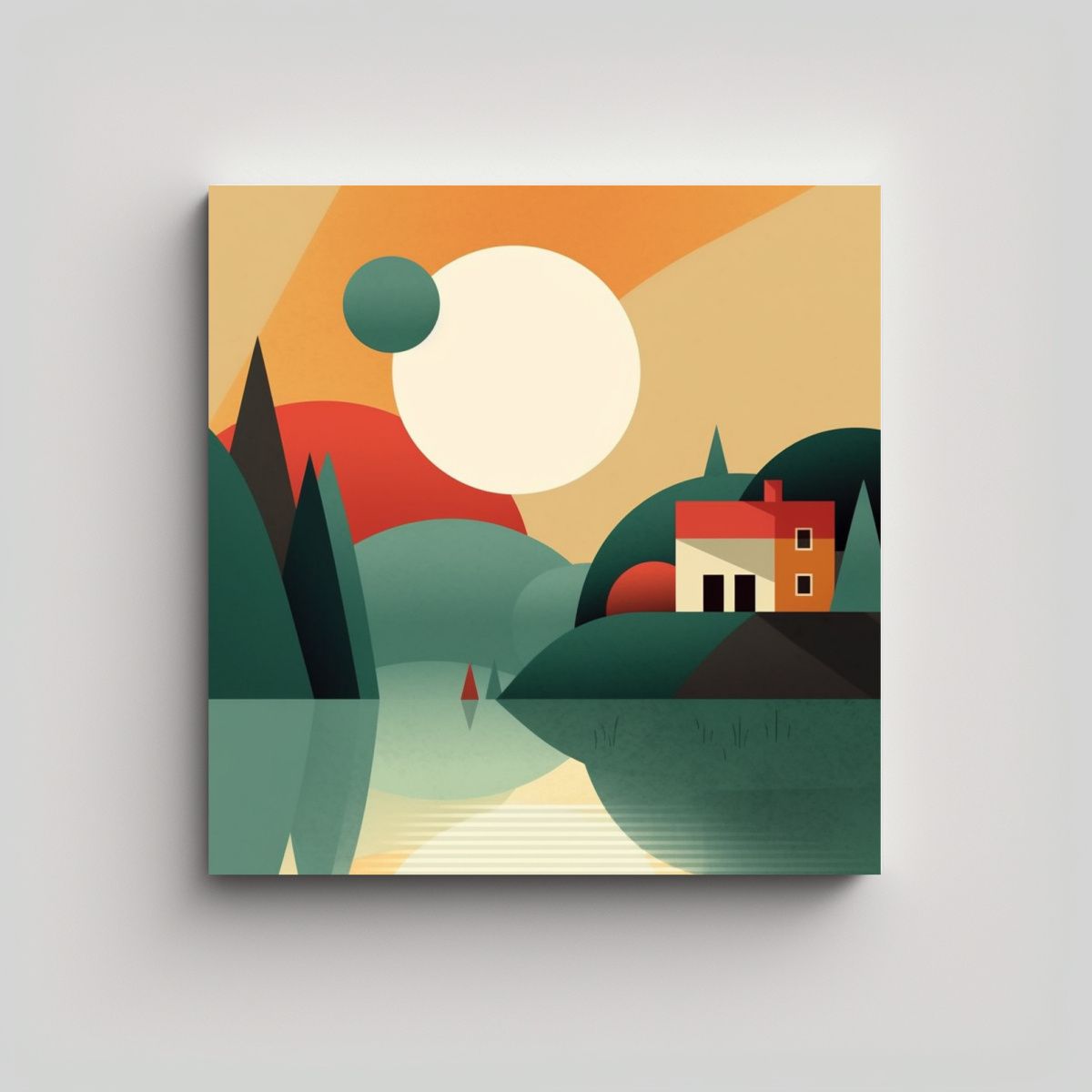 GENERICO - Cuadros Minimalistas De Paisajes De Época De 90x90 Cm