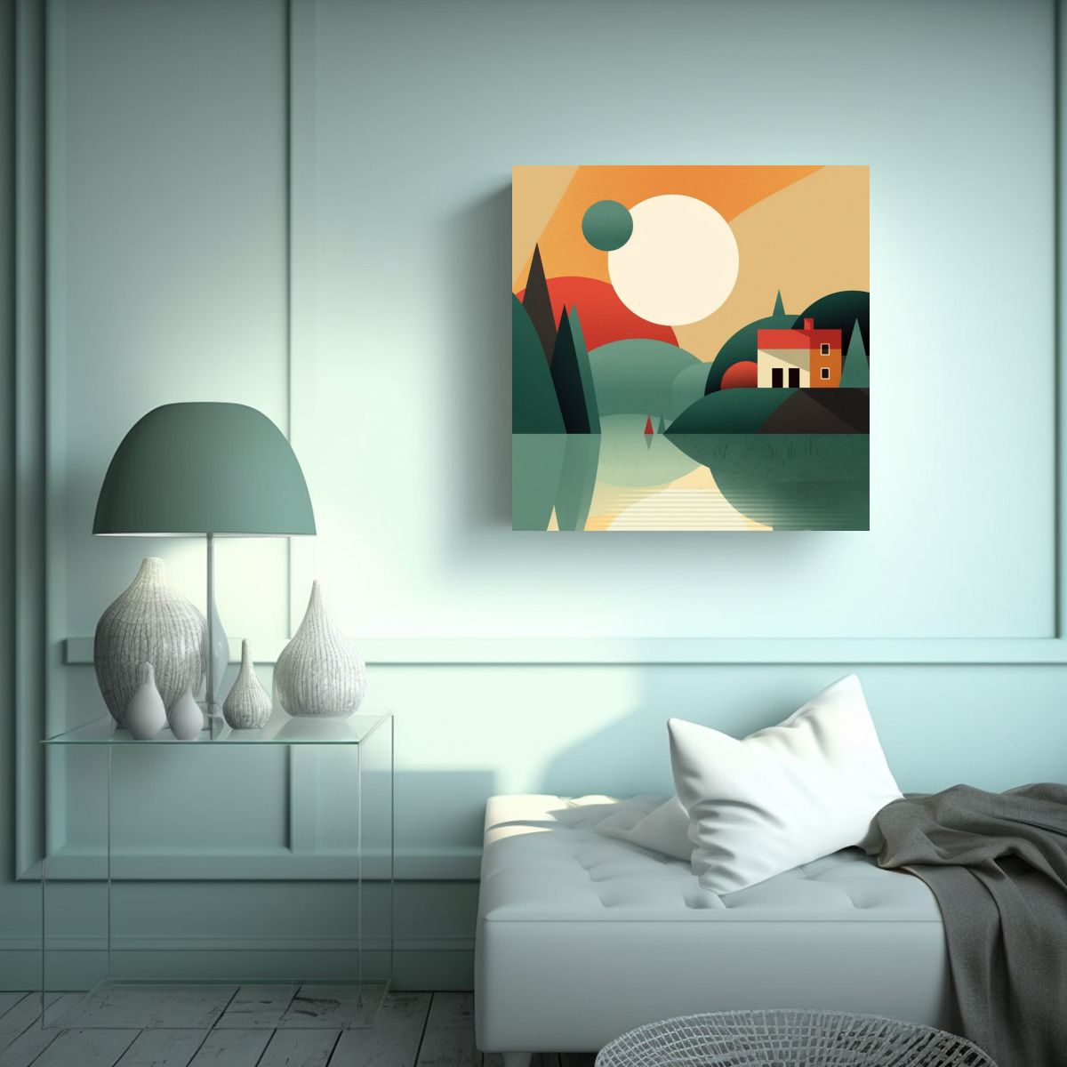 GENERICO - Cuadros Minimalistas De Paisajes De Época De 90x90 Cm