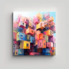 GENERICO - Pintura Decorativa Abstracta En Bastidor, Colores 70x70 Cm