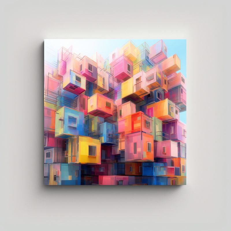 GENERICO - Pintura Decorativa Abstracta En Bastidor, Colores 60x60 Cm