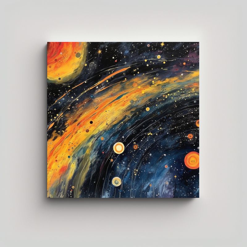 GENERICO - Cuadro Acuarela Originalidad Espacial Con Muchas 60x60 Cm