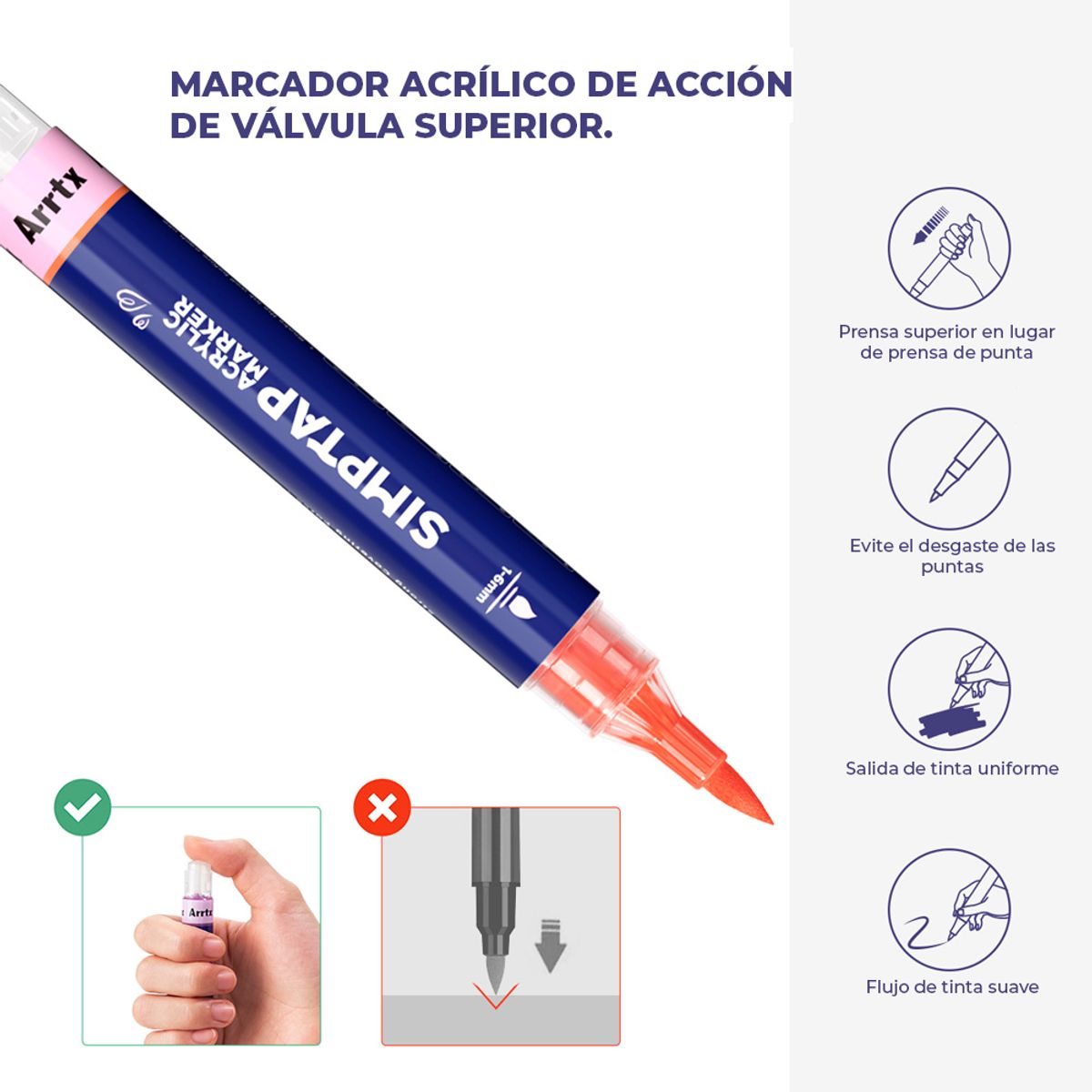 ARRTX - ARRTX MARCADORES DE ACCIÓN PINTURA ACRÍLICA 24 COLORES PUNTA