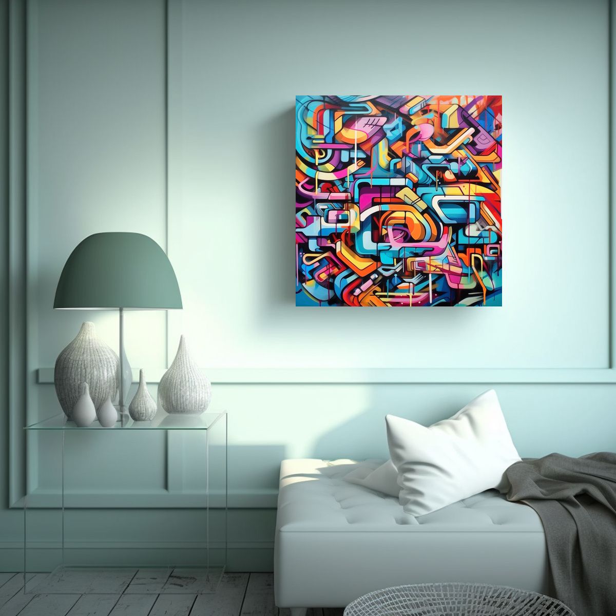 GENERICO - Pinturas Decorativas Estilo Urbano Con Grafitis, 60x60 Cm