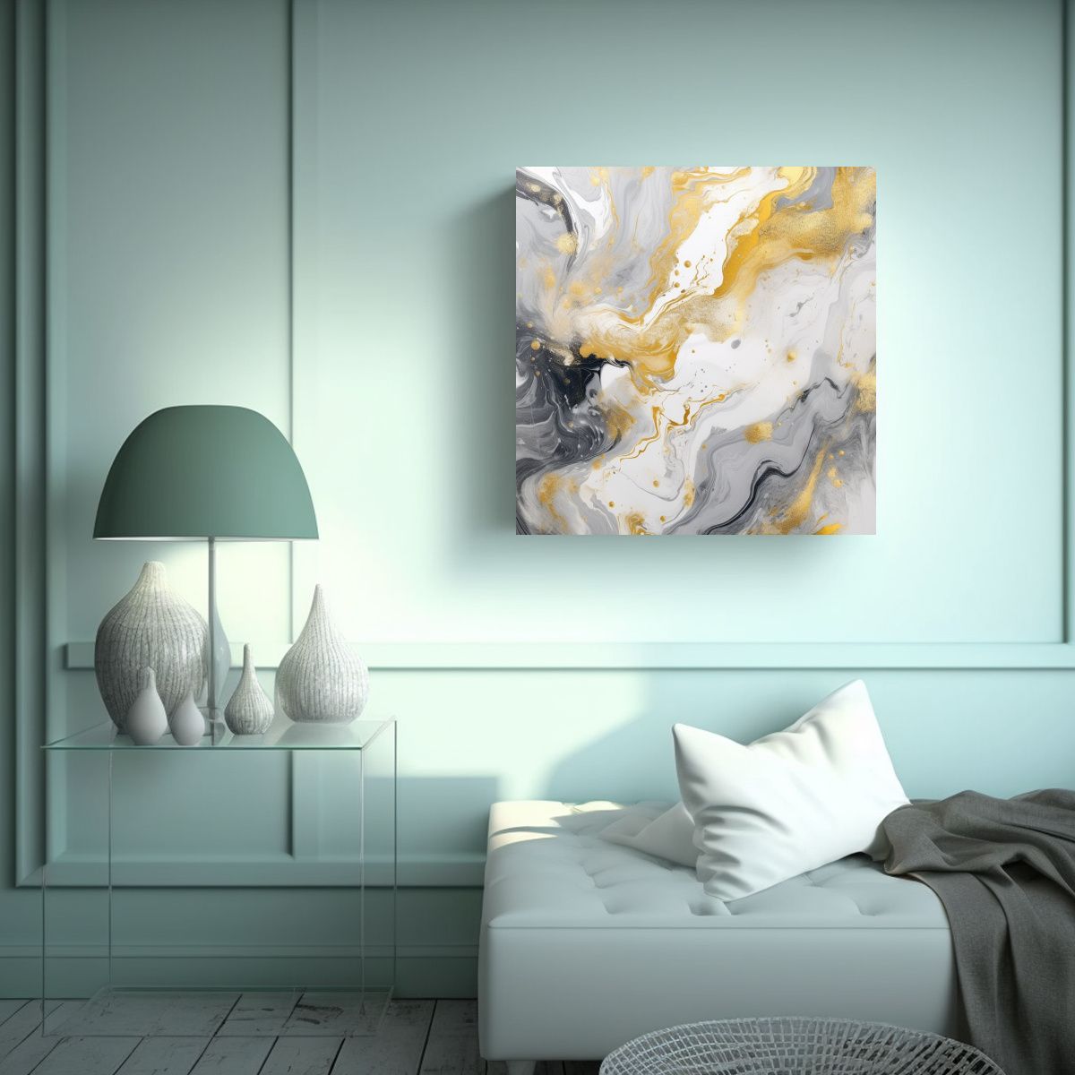 GENERICO - Fondo Mármol Plata Y Oro De La Obra Maestra De 50x50 Cm