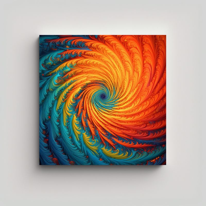 GENERICO - Cuadro Madera Fractal Estilo Puntillismo Círculos 60x60 Cm