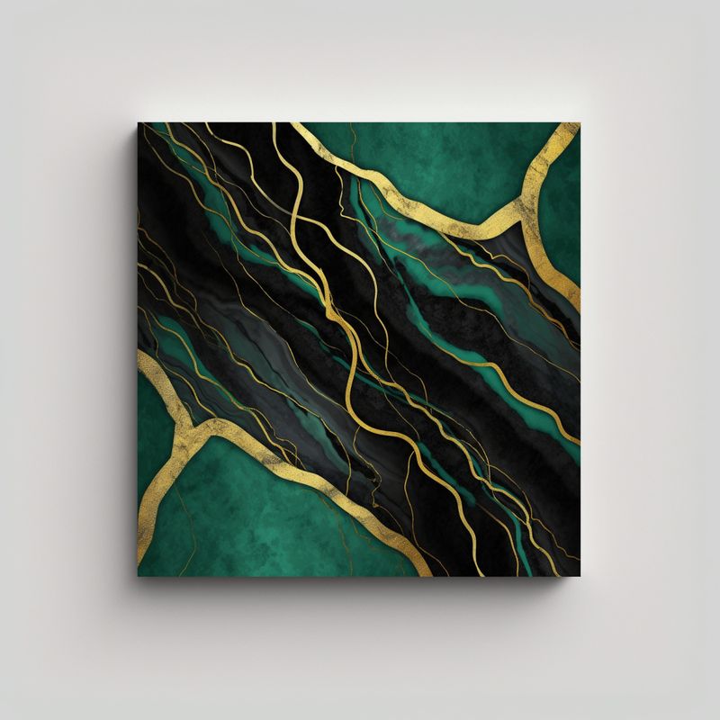 GENERICO - Pintura Decorativa De Mármol Con Líneas Doradas 60x60 Cm