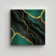 GENERICO - Pintura Decorativa De Mármol Con Líneas Doradas 60x60 Cm