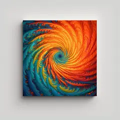 GENERICO - Cuadro Madera Fractal Estilo Puntillismo Círculos 90x90 Cm