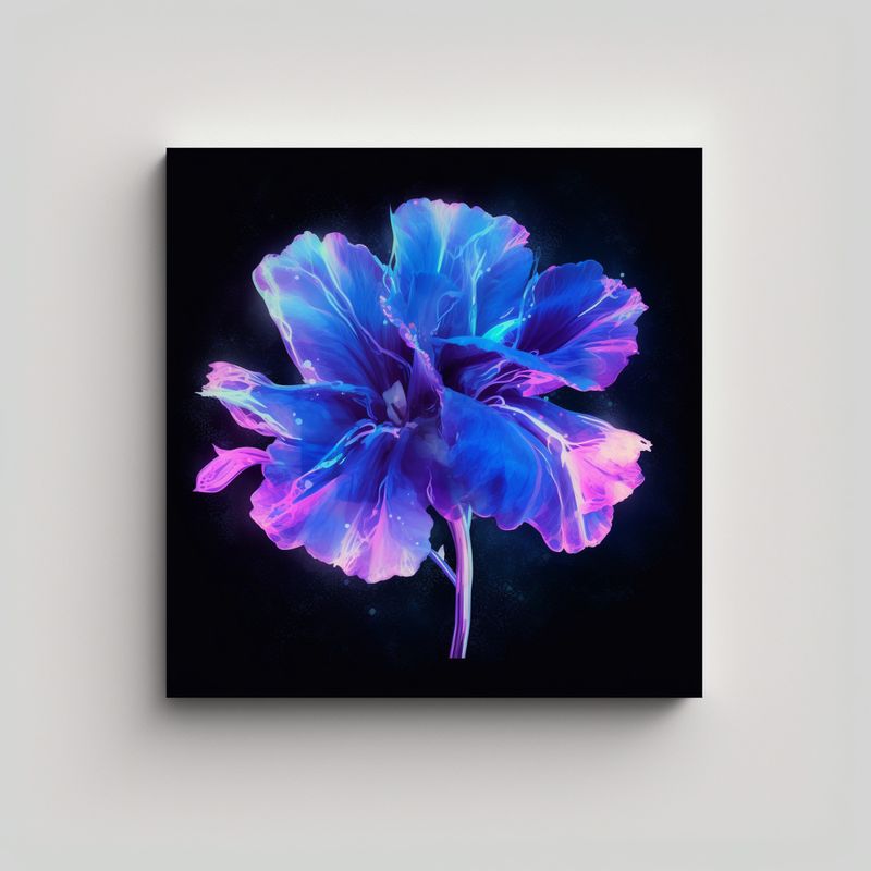 GENERICO - Cuadro Pop Art Bioluminiscente De Flores Lavanda 30x30 Cm