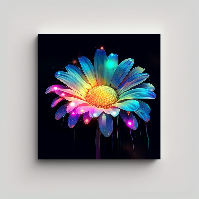 GENERICO - Cuadro Bioluminiscente De Margaritas De Verano 70x70 Cm