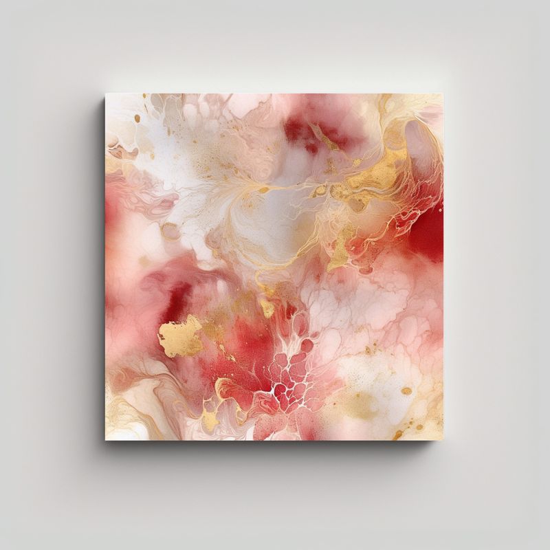 GENERICO - Cuadro Acuarela Combinación Oro Y Plata 50x50 Cm