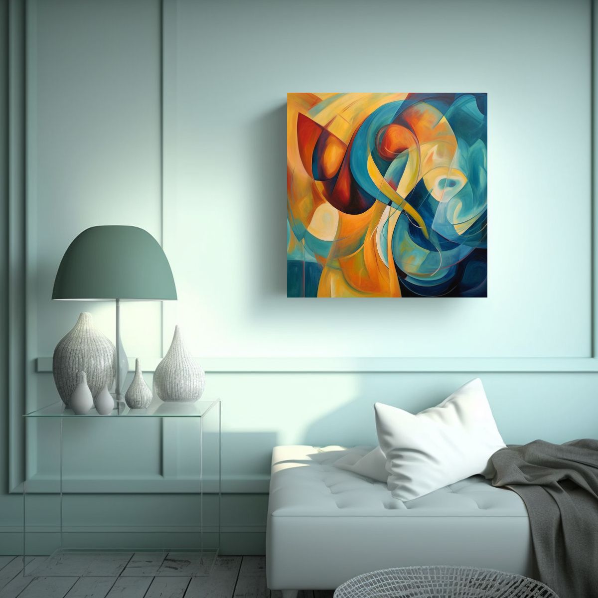 GENERICO - Pintura Abstracta Constructivista De Equilibrio 50x50 Cm