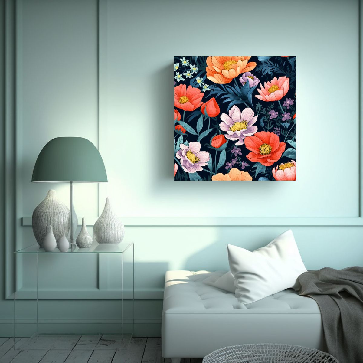 GENERICO - Inspiración Moderna: Cuadro Decorativo De Flores 60x60 Cm